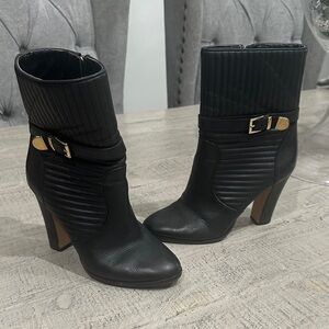Vince Camuto  Black Ankle Boots with Gold Accents 6.5